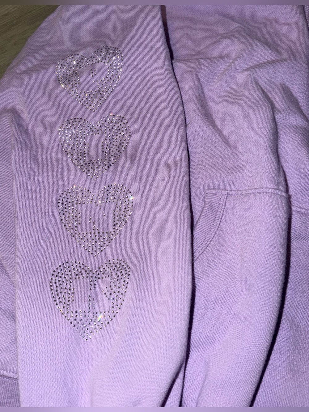Pink quarter zip campus fleece hoodie bling